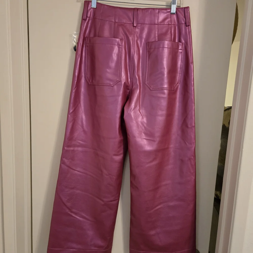 Maeve By Anthropologie Colette High Rise Cropped Wide-leg Faux Leather Pants. - Picture 7 of 10